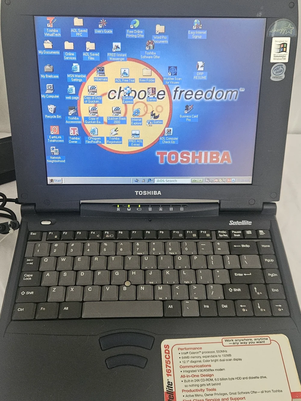 Laptop Toshiba Satellite 1675 CDS Black- Windows Ready. #273